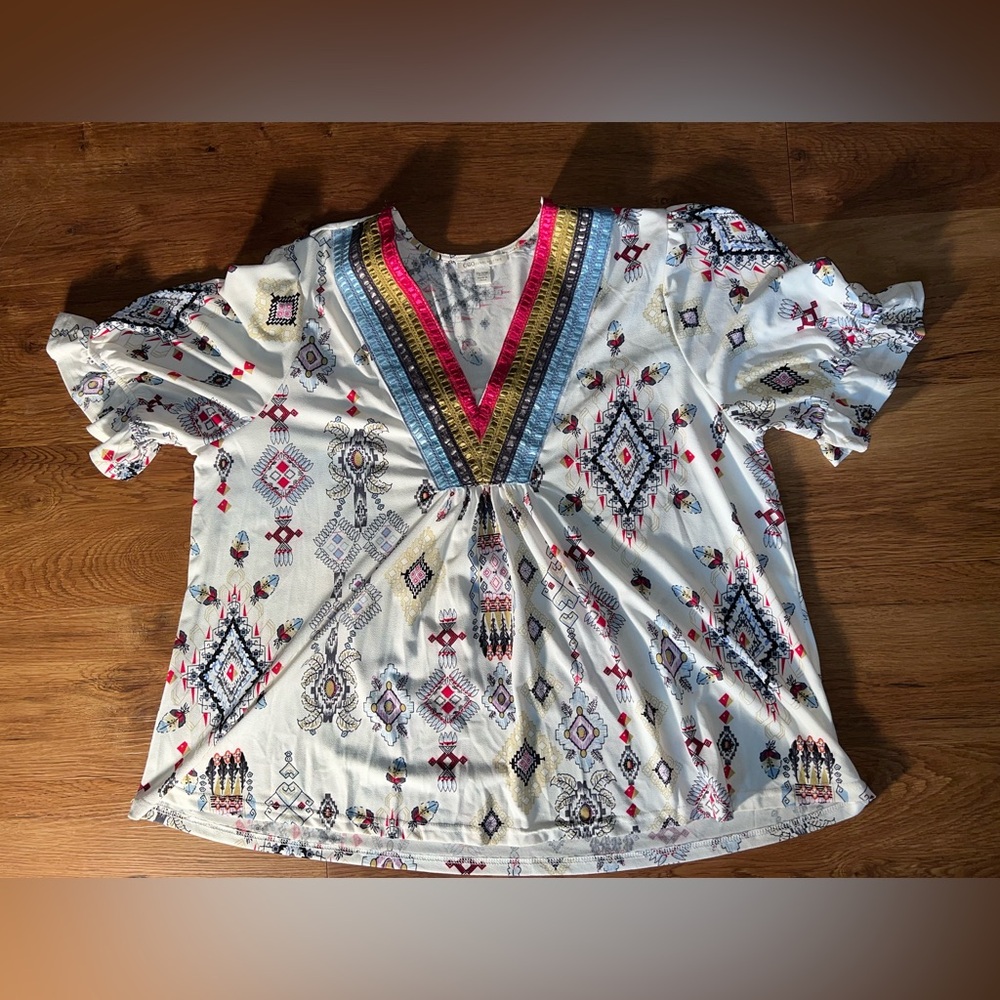 Cato Pink and Gold Embroidered Blouse